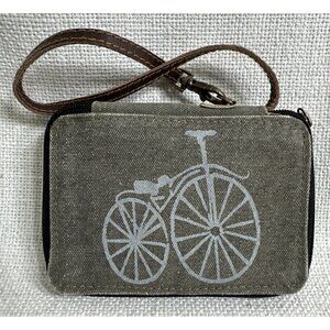 Mona B Women's 1889 Bicycle Up-Cycled Recycled Canvas Wristlet Zip Around Wallet